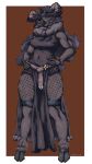 2026 4_fingers 4k 9:16 absurd_res accessory anthro belt black_body black_fur black_hair bovid breasts brown_background caprine clothing dark_rya female fingers fishnet_clothing fishnet_legwear fur goat hair hands_on_hips hi_res hooves horizontal_pupils horn legwear looking_at_viewer mammal mr_devouver_please_act_like_a_final_boss navel neck_tuft prissa_(mr_devourer_please_act_like_a_final_boss) pupils simple_background solo teeth tuft yellow_eyes