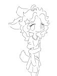 3:4 alice_(xammyxx) anthro black_and_white clothed clothed_female clothing deer featureless_hands female female_anthro hair hi_res kasika kemono looking_at_viewer mammal monochrome oversized_clothing oversized_shirt oversized_topwear scut_tail shirt short_hair short_tail sketch smile solo standing star_accessory tail topwear