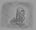 4_arms ambiguous/ambiguous ambiguous_gender antennae_(anatomy) anthro arthropod arthropod_abdomen cogheartflutters covering covering_face duo glowing glowing_eyes hollow_knight:_silksong hollow_knight_(franchise) machine monochrome multi_arm multi_limb on_lap robot second_sentinel sitting sitting_on_another sitting_on_lap sketch steam team_cherry twelfth_architect wire_play