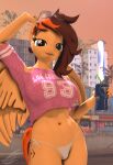 3d_(artwork) absurd_res aerion_featherquill_(rainium) anthro beverage bikini bikini_bottom can clothing container crop_top digital_media_(artwork) energy_drink equid equine eyewear eyewear_on_head female grand_theft_auto_vi gta_vi_cover_girl hasbro hi_res holding_beverage holding_can holding_container holding_eyewear holding_object holding_sunglasses looking_at_viewer mammal meme my_little_pony mythological_creature mythological_equine mythology outside pegasus rainium shirt solo source_filmmaker_(artwork) sunglasses sunglasses_on_head swimwear topwear two-piece_swimsuit wearing_sunglasses wings