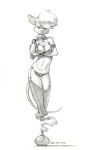 2026 anthro baron_engel bottle bracelet breasts cleavage clothed clothed_female clothing container female fur genie greyscale hair harem_outfit hi_res jewelry mammal midriff monochrome mouse murid murine navel petina_demouse rodent solo tail