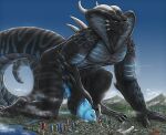 anthro bent_legs big_tail black_body blue_eyes bodily_fluids building building_destruction city city_background city_destruction cityscape claws cobra cum cum_flooding destruction ejaculation erection excessive_cum excessive_genital_fluids feet finger_claws fingers genital_fluids genitals gigatiger glowing glowing_genitalia glowing_markings glowing_penis ground_penetration hi_res humanoid_genitalia humanoid_penis hyper hyper_cum kai'nek_(pyronite) kaiju landscape_dwarfing macro macro_anthro macro_male male markings muscular muscular_anthro muscular_male nude orgasm outside paws pecs penetration penile penis rampage reptile scalie sky snake solo tail toe_claws toes vein veiny_penis