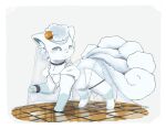 2026 4chan_anon 5_tails accessory alolan_form alolan_vulpix ambiguous_feral ambiguous_gender archived_source bell blue_eyes blue_inner_ear bodily_fluids border bridal_lingerie choker clothed clothed_ambiguous clothed_feral clothing digital_drawing_(artwork) digital_media_(artwork) digitigrade feral floor footwear full-length_portrait fur garter generation_7_pokemon grey_nose head_tuft head_turned hi_res jewelry leg_markings lingerie looking_down looking_down_at_self markings mouth_closed multi_tail multicolored_eyes necklace nintendo no_sclera pawpads paws pink_pawpads pokemon pokemon_(species) portrait pupils purple_eyes quadruped reflection reflective_floor regional_form_(pokemon) shaded simple_background socks socks_(marking) solo standing tail tears thigh_strap three-quarter_view translucent translucent_clothing tuft two_tone_eyes unknown_artist wedding_veil white_body white_border white_clothing white_footwear white_fur white_lingerie white_pupils white_socks white_tail
