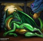 dragon duo female feral genitals inviting looking_at_another looking_at_partner lying mythological_creature mythological_scalie mythology on_side scalie seductive slitherette_(slither) smile vulva winddragon
