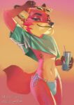 2026 4_fingers anthro arm_tuft artist_name beverage bikini bikini_bottom biped black_ear_tips black_eyebrows black_nose blue_bikini_bottom brown_body brown_fur brown_tail brown_tail_tip bulge canid canine cheek_tuft claws closed_smile clothed clothed_anthro clothed_male clothing crop_top detailed_bulge digital_media_(artwork) dipstick_ears dipstick_tail disney drinking_straw ear_markings ear_piercing ear_ring elbow_tuft eyebrows eyelashes eyeliner eyewear eyewear_on_head facial_tuft femboy finger_claws fingers footprint fox fur glistening glistening_eyes gloves_(marking) grand_theft_auto grand_theft_auto_vi green_clothing green_eyes green_shirt green_topwear gta_vi_cover_girl half-closed_eyes hi_res holding_beverage holding_eyewear holding_object holding_sunglasses inner_ear_fluff krita_(artwork) legs_together looking_at_viewer makeup male male_anthro mammal markings meme mouth_closed multicolored_body multicolored_ears multicolored_fur multicolored_tail narrowed_eyes navel nick_wilde orange_background orange_body orange_fur pantsless pantsless_anthro pantsless_male pawprint pawprint_tattoo pestsowe piercing red_background red_body red_fox red_fur red_tail ring_piercing rockstar_games shirt signature simple_background smile smiling_at_viewer solo standing string_bikini sunglasses sunglasses_on_head swimwear tail tail_markings tattoo text text_on_object topwear translated true_fox tuft two-piece_swimsuit two_tone_body two_tone_fur wearing_sunglasses winged_eyeliner zootopia