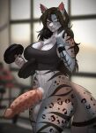 2026 animal_genitalia animal_penis anthro athletic athletic_anthro athletic_gynomorph athletic_intersex balls big_balls big_breasts big_penis biped black_hair bodily_fluids bottomless bottomless_anthro bottomless_gynomorph bottomless_intersex breasts cleavage clothed clothing digital_media_(artwork) dumbbell electronics erection felid feline feline_genitalia feline_penis fur genitals gynomorph hair headphones hi_res huge_balls huge_penis intersex long_hair mammal penile_spines penis solo striped_body striped_fur stripes sweat weights wienermozart