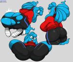 absurd_res bottomwear butt clothing eyewear ghost glasses hi_res hoodie looking_back male shorts solo spirit surprised thetyrant thick_thighs topwear torn_clothing ty_(thetyrant) wearing_glasses wide_hips