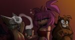 amy_rose amy_rose_(bigdad) anthro badger bat beverage big_breasts bigdad breasts coffee color_edit colored eulipotyphlan female group hedgehog hi_res huge_breasts mammal mustelid musteline nipples nude rouge_the_bat sega shadowwalk sonic_boom sonic_the_hedgehog_(series) sticks_(bigdad) sticks_the_jungle_badger third-party_edit tired