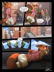 3:4 absurd_res anthro bdsm bondage bound canid canine chameleon clothed clothing comic dialogue digital_media_(artwork) disney duo english_text female fox fur group hi_res judy_hopps kidnapping lagomorph leporid link6432 lizard male mammal nick_wilde rabbit red_fox reptile restraints rope rope_bondage scalie simple_background speech_bubble submissive submissive_male tail text true_fox zootopia