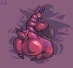 2022 antennae_(anatomy) anthro anthrofied arthropod belly big_belly big_breasts big_butt breasts brown_background butt digital_media_(artwork) exoskeleton female full-length_portrait generation_5_pokemon huge_butt jellybru kneeling looking_at_viewer looking_back looking_back_at_viewer low_res nintendo nude obese obese_anthro obese_female overweight overweight_anthro overweight_female pixel_(artwork) pokemon pokemon_(species) pokemorph portrait rear_view scolipede seiza signature simple_background sitting small_head solo tail thick_thighs yellow_sclera