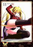  asmodeus ass blonde_hair boots highres image_sample necktie nimu parody pixiv_sample queen's_blade red_eyes stakes_of_purgatory thighhighs thighs twintails umineko_no_naku_koro_ni 