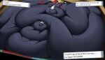 2026 7:4 absurd_res belly big_belly english_text female generation_4_pokemon hi_res huge_belly hyper hyper_belly inside morbidly_obese nintendo obese overweight pokemon pokemon_(species) red_eyes shweetmagnet sitting solo text weavile