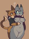 anthro breasts clothing domestic_cat duo felid feline felis female fur genitals grey_body kreivi_ruche male male/female mammal orange_body orange_fur romantic romantic_couple vulva