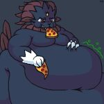 1:1 2023 anthro belly belly_rolls belly_squish big_belly blue_body breasts brown_eyes brown_hair claws deep_navel digital_media_(artwork) eating eating_food fangs female food food_in_mouth forehead_gem gem generation_4_pokemon grey_background hair hand_on_belly hand_on_own_belly holding_food holding_object holding_pizza huge_belly hyper hyper_belly jellybru mammal morbidly_obese morbidly_obese_anthro morbidly_obese_female mouth_hold narrowed_eyes navel nintendo obese obese_anthro obese_female overweight overweight_anthro overweight_female pixel_(artwork) pizza pokemon pokemon_(species) signature simple_background solo squish teeth weavile
