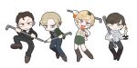  1girl 2025 3boys blonde_hair brown_hair brown_jacket candle commentary_request father_and_child father_and_daughter green_jacket harry_mason heather_mason henry_townshend jacket james_sunderland kuso_500t multiple_boys parent_and_child silent_hill_(series) silent_hill_1 silent_hill_2 silent_hill_3 silent_hill_4:_the_room 