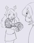 anthro deer deltarune duo female freckles low_res mammal money monochrome noelle_holiday parody reptile scalie sketchalicious snowgrave susie_(deltarune) undertale_(series)