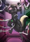 2018 2019 absurd_res anthro bdsm black_body black_claws black_fur black_tail bondage bound capricorn_(capricornskunk) claws cock_and_ball_torture dated eye_roll fangs finger_claws front_view fur genital_torture hair hi_res hose hose_in_mouth hufnaar injection male male_anthro mammal mephitid nipples nude penile penis_milking scientific_experiment short_hair skunk slim_anthro slim_male solo suspension suspension_bondage syringe tail tan_hair tan_tail teeth toe_claws