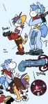 accident accidental_exposure anthro bandolier big_penis blue_body blue_fur blush bodily_fluids bottomwear bottomwear_down bouncing_bullet brown_spots clothed clothing colt_(puchipi) cum cum_inside doggystyle domestic_cat duo embarrassed_naked_male equid equine eyewear felid feline felis female flaccid from_behind_position fur gat_(puchipi) genital_fluids genitals goggles gun hair handgun hi_res horse huge_penis impregnation internal kerchief kerchief_only male male/female mammal mostly_nude neckerchief neckerchief_only neckwear onomatopoeia ovum pants pants_down partially_clothed penetration penis puchipi purple_hair ranged_weapon revolver sex sound_effects spots text unusual_bodily_fluids unusual_cum unusual_genital_fluids unusual_ovum vaginal vaginal_penetration weapon white_body white_fur