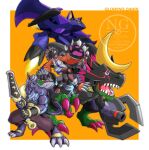 aircraft anthro armor bandai_namco bearcatmon biceps bottomwear claws clothing cybernetics cyborg digimon digimon_(species) digimon_beatbreak female greatsword group headgear helmet hi_res humanoid living_aircraft living_machine living_vehicle machine male melee_weapon monarchlizamon murasamemon muscular muscular_anthro muscular_male pecs scourgechiropmon sharp_teeth shorts sword teeth vehicle vgz083 weapon