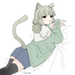 1:1 animal_humanoid araga_kiwi blep cat_humanoid clothed clothing felid felid_humanoid feline feline_humanoid female ggnn_(artist) gushing_over_magical_girls humanoid humanoidized lying mammal mammal_humanoid on_back simple_background solo tongue tongue_out white_background