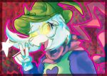 2026 5_fingers anthro black_sleeves bovid caprine clothed clothed_anthro clothing cosmic_logem darkner deltarune eyewear fingers floppy_ears fully_clothed fully_clothed_anthro fur gesture glasses goat green_clothing green_hat green_headwear green_topwear half-length_portrait hand_gesture hat headgear headwear heart_clothing heart_symbol hi_res lop_ears male mammal open_mouth pink_scarf portrait ralsei scarf solo topwear undertale_(series) v_sign white_body white_fur wizard_hat