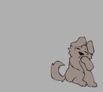 anthro brown_body canid canine canis domestic_dog kreivi_ruche looking_away male mammal rouff simple_background sitting sitting_on_ground sketch solo tail thinking yellow_eyes