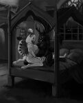 american_mythology anthro antlers ashcroft_"ash"_julian_clifford bed bed_sheet bedding big_breasts black_and_white black_body black_fur bookshelf breasts claws cryptid digital_media_(artwork) dominant dominant_female eyes_in_darkness facesitting felid feline female female/female female_anthro four_poster_bed fur furniture glowing glowing_eyes glowing_teeth group group_sex hair hi_res horn human indigenous_north_american_mythology lenika male male/female mammal markings monochrome mythology nexxali_everrim nipples north_american_mythology nude omnid paws penetration pillow pointy_ears serval sex sharp_teeth sitting sitting_on_another smile spots spotted_body spotted_fur starshade stupid_sexy_cryptids submissive submissive_male tail teeth threesome trio vaginal vaginal_penetration wendigo window