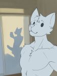 3:4 absurd_res anthro balls big_penis canid canine canis cellphone domestic_dog electronics fur genitals hi_res humanoid_genitalia lazaxus male mammal penis phone selfie shadow simple_background skinny smile solo ych_(character)