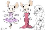 2026 3:2 alternative_fashion anthro armwear barefoot big_ear bow_ribbon bow_tie cheek_tuft classy clothed clothing digital_media_(artwork) dress elbow_gloves evening_gown facial_tuft feet female female_focus frilly frilly_clothing frilly_dress frilly_gloves fur gloves group handwear j-fashion lionel_(mina_the_hollower) looking_at_viewer male mammal mina_(mina_the_hollower) mina_the_hollower mouse murid murine notched_ear pink_clothing pink_dress pose red_clothing red_dress rodent signature simple_background sketch smile solo_focus standing tail trio tuft twitter_handle tyfna2731 white_background white_body white_fur yacht_club_games