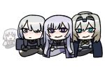  4girls absurdres ak-12_(girls'_frontline) ak-15_(girls'_frontline) alva_(girls'_frontline_2) an-94_(girls'_frontline) blonde_hair blue_eyes crossed_arms girls'_frontline girls'_frontline_2:_exilium highres koleda_(girls'_frontline_2) meme michilinstuff multiple_girls people_with_blue_eyes_(meme) purple_eyes red_pupils rpk-16_(girls'_frontline) smile tagme transparent voymastina_(girls'_frontline_2) white_background white_hair 