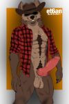 2:3 abs absurd_res animal_genitalia anthro big_penis body_hair canid canine canis chest_hair chest_tuft clothed clothing cowboy cowboy_hat et6anart genitals hat headgear headwear hi_res knot knotted_penis male mammal muscular muscular_anthro muscular_male open_clothing open_shirt open_topwear pattern_clothing penis plaid plaid_clothing shadowed_eyes sheath shirt solo standing topwear tuft wolf