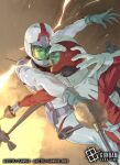  2boys amuro_ray bani-lizo char_aznable commentary_request company_name copyright_logo copyright_name copyright_notice duel earth_federation explosion gloves gundam gundam_card_game helmet highres holding holding_sword holding_weapon jetpack logo mask mecha_pilot_suit mobile_suit_gundam multiple_boys normal_suit_(gundam) official_art rapier red_helmet red_sleeves scene_reference suit sword watermark weapon white_helmet white_sleeves white_suit zeon 
