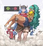  2026_fifa_world_cup 3girls aqua_eyes aqua_hair arm_shield ass blue_eyes blue_hair brazil brazilian_flag brazilian_miku breasts brown_skirt carrying commentary denim english_commentary fake_horns flag flower hair_flower hair_ornament hatsune_miku helmet highres holding holding_flag horned_helmet horns jk_arts kasane_teto large_breasts multiple_girls muscular muscular_female norway norwegian_flag norwegian_flag_print norwegian_miku princess_carry red_eyes red_shirt sandals score shirt skirt small_breasts soccer_uniform sportswear tan tanlines thigh_strap thighs toes twintails utau viking vocaloid world_cup yarm_helmet yellow_shirt yuri 