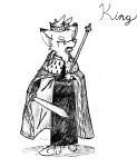 absurd_res anthro arctic_fox black_clothing canid canine clothing cricket_chen crown emperor english_text fangs fox fur furrylujaah graphite_(artwork) hair_down headgear hi_res holding_melee_weapon holding_object holding_sword holding_weapon jewelry king male mammal medieval melee_weapon monochrome open_mouth robe royalty scepter shadow solo stare sword teeth text traditional_media_(artwork) true_fox weapon white_body white_fur