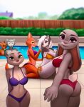  2022 anthro aozee beastars big_breasts bikini breasts butt canid canid_demon canine canis clothed clothing demon diane_foxington disney dreamworks female fox group hellhound helluva_boss hi_res judy_hopps lagomorph legoshi_(beastars) leporid loona_(helluva_boss) lutrine male mammal mrs._otterton mustelid nick_wilde pool rabbit smile swimwear the_bad_guys topless topless_male wolf zootopia 