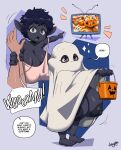  big_breasts breasts cleavage clothed clothing female goblin hi_res huge_breasts humanoid jack-o&#039;-lantern joaoppereiraus nipples not_furry shirt short_stack topwear 