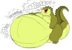  2022 alligator alligatorid anthro belly better_version_at_source big_belly burping claws crocodilian digital_media_(artwork) hand_on_stomach hyper hyper_belly louis_(tpatf) male morbidly_obese morbidly_obese_anthro morbidly_obese_male narrowed_eyes nude obese obese_anthro obese_male overweight overweight_anthro overweight_male praceph raised_tail reptile rumbling_stomach scales scalie solo sound_effects speech_bubble standing text toe_claws 
