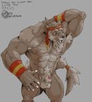  barazoku canid canine canis genital_piercing genitals hi_res male mammal muscular nipple_piercing nipples orcus_challenge penis penis_piercing piercing rickleone wolf 