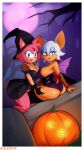  amy_rose big_breasts big_butt breast_squish breasts butt chiropteran clothing duo eulipotyphlan fangs female female/female food fruit halloween hat headgear headwear hedgehog hi_res holidays leg_grab leleack12 mammal moon plant pumpkin rouge_the_bat sega sonic_the_hedgehog_(series) squish thick_thighs thigh_grab tombstone vampire_costume wings witch_costume witch_hat 