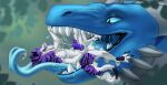  anthro bodily_fluids cum dragon duo ejaculation genital_fluids in_mouth male masturbation mouth_shot open_mouth raota saliva sergal teeth tongue vore 