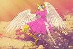  anthro clothed clothing cloud digital_drawing_(artwork) digital_media_(artwork) disguised_celestia dress equid equine female flying friendship_is_magic hasbro hooves horse jewelry mammal my_little_pony necklace pegasus pink_clothing pink_dress pony princess_celestia_(mlp) sky smile solo solo_focus sunny sunny_way wings 