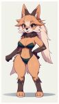  anthro bangs breasts canid canine chidentsu cleavage clothed clothing curvy_figure digitigrade dipstick_limbs ear_tuft female fluffy fur hair hand_on_hip hip_tuft hourglass_figure lingerie looking_at_viewer mammal messy_hair multicolored_body multicolored_fur multicolored_hair navel neck_tuft orange_body orange_eyes orange_fur ponytail prick_ears simple_background skimpy solo tuft two_tone_body two_tone_fur two_tone_hair white_background 