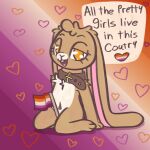  &lt;3 anthro bunnyqueen collar female female/female flag hi_res lagomorph leporid lesbian_pride_colors lgbt_pride long_ears mammal pride_colors rabbit sitting solo solo_focus 