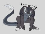  accessory alcelaphine antelope anthro bovid bovine eyes_closed gnu hair hair_accessory herpydragon horn hybrid looking_down mammal reptile reptile_tail scales scalie squat_position squatting_position varoch_(character) 