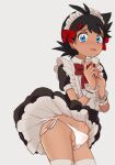  1boy absurdres antenna_hair bangs black_hair blue_eyes dark_skin goh_(pokemon) highres looking_at_viewer maid male_focus nico_o0 non-web_source short_hair solo 