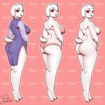  &lt;3 absurd_res anthro bovid breasts butt caprine clothed clothing female female/female goat hi_res kevwrite mammal nipples panties partially_clothed pink_clothing pink_nipples pink_panties pink_underwear red_eyes solo toriel undertale undertale_(series) underwear video_games white_body 