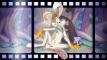  anthro balls bow_tie disney genitals hi_res lagomorph leporid looking_at_viewer male mammal rabbit roger_rabbit sitting solo tongue tongue_out who_framed_roger_rabbit zenthetiger 