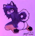  absurd_res anthro butt butt_heart canid canine canis circle_eyebrows claws collaboration colored colored_pencil_(artwork) curled_tail cute_expression cute_eyes domestic_dog emo eyebrows facial_piercing fluffy goth hi_res hindpaw james_(oc) kneeling male mammal nose_piercing nude pawpads paws pekopekokuma piercing pose rear_view scene_hair septum_piercing shiba_inu spitz tongue tongue_out traditional_media_(artwork) 