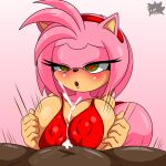  &lt;3 &lt;3_eyes accessory amy_rose anthro bodily_fluids bouncing_breasts bra breast_grab breast_play breast_squish breasts butt clothing cum cum_in_nipples cumshot duo ejaculation eulipotyphlan female fur genital_fluids hair hair_accessory hand_on_breast hedgehog hi_res human looking_pleasured male male/female mammal nipples panties pink_body pink_fur pink_hair pov_blowjob pov_titfuck sega sex sirjzau sonic_the_hedgehog_(series) squish titfuck underwear 