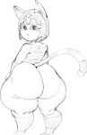  animal_crossing ankha_(animal_crossing) anthro big_butt bottomless butt clothed clothing domestic_cat felid feline felis female greyscale hi_res huge_butt looking_at_viewer looking_back looking_back_at_viewer mammal markings monochrome nintendo nocturne_(artist) partially_clothed simple_background solo striped_markings striped_tail stripes tail_markings thick_thighs video_games white_background wide_hips 